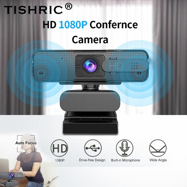 

tishric hd webcam 1080p autofocus web camera for computer/notebook video pc camera usb plug n play with microphone cover web cam
