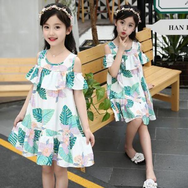 

girls dress summer fashion children clothing baby girls flower princess dresses kids 4 6 8 10 12 years old clothes, Red;yellow