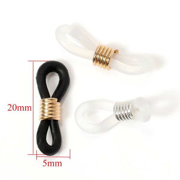 

50pcs white/black ear hook eyeglasses spectacles chain rubber retainer ends rope connector for glasseses cord holder accessories