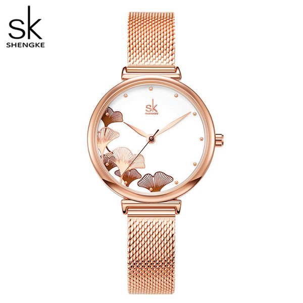

new design women watches shengke elegant blue mesh band japanese quartz movement luxury relogio feminino, Slivery;brown