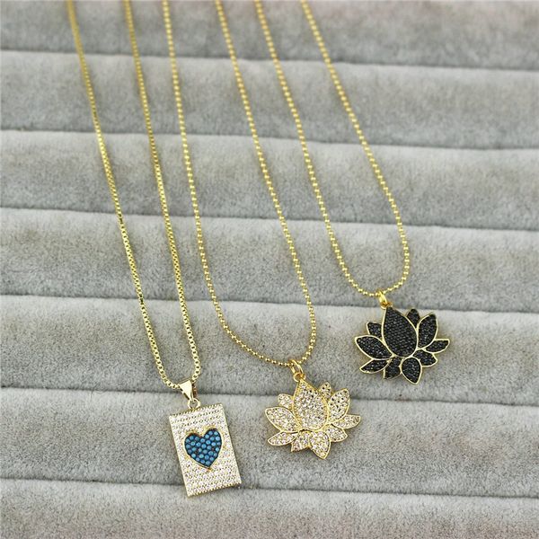 

16inch 10pcs/lot cz colorful pendant necklace,new design heart shape cz clasp charm necklace,handmade jewelry wholesale, Silver