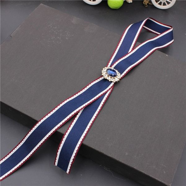 

trendy long with multi-color ribbon crystal necktie personality novelty simple men and women jewelry bow tie gifts, Blue;purple