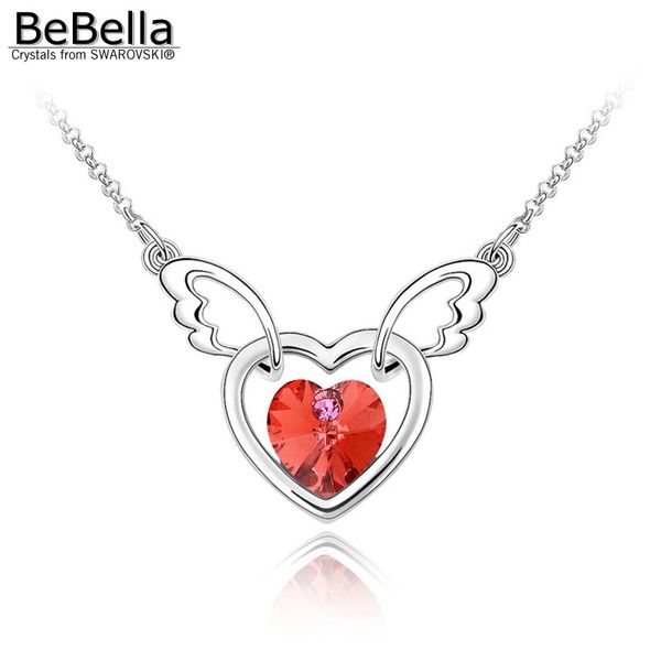 

bebella crystal heart pendant necklace made with austrian crystals from fashion jewelry for women girl birthday gift, Silver