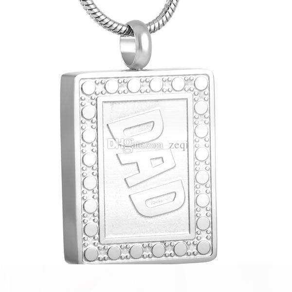 

square stainless steel cremation pendant necklace dad engraved memory ashes keepsake urn necklace, Silver