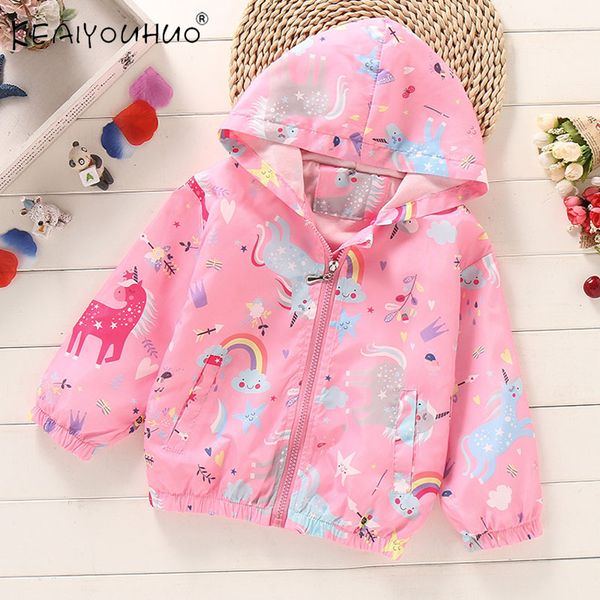 

2020 casual windbreaker for girls waterproof raincoat spring autumn children outerwear hooded girls coats kids clothes 2-4-6-8, Blue;gray
