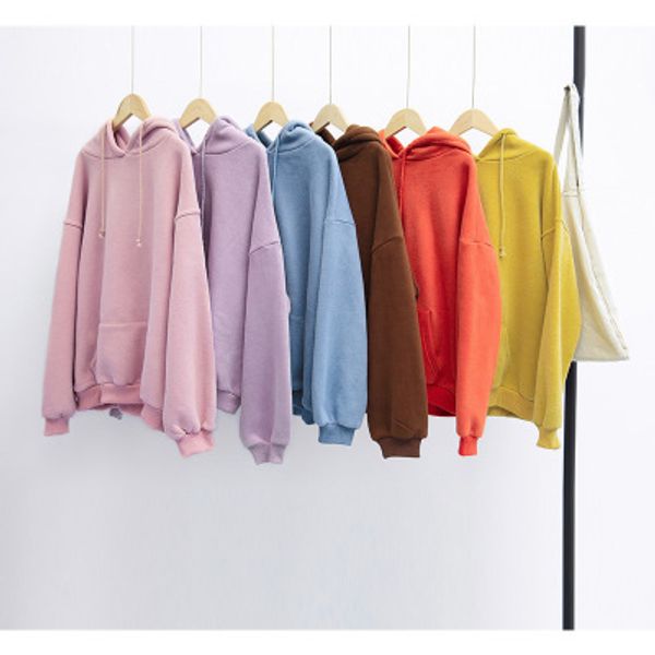 

new models of new women's autumn short solid color plus fleece hoodie simple classic warm women's autumn jacket, Black