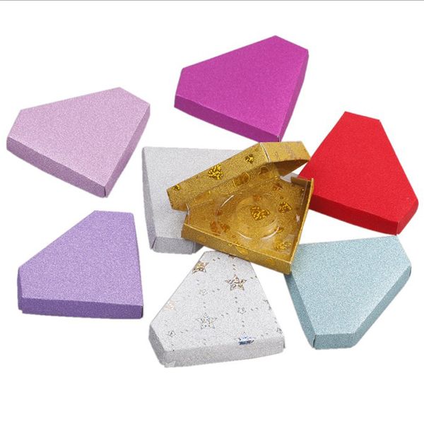 

eyelash packaging case only packaging diamond shape gold case with tray empty packing box paper 20pcs/lot