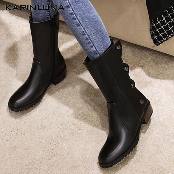 

women's new arrivals dropship plus size 43 winter shoes vintage mid-calf riding boots, Black