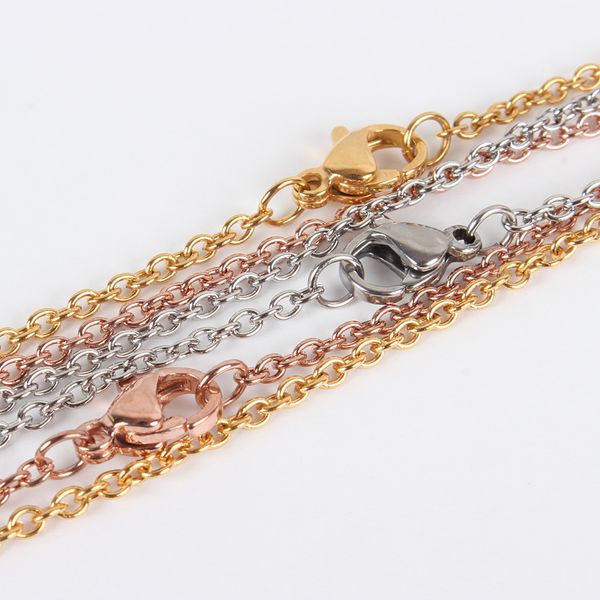 

chains 1pc/10pcs 304 stainless steel cable for necklace makings, with lobster claw clasps, vacuum plating, 17.9"(45.5cm), Silver