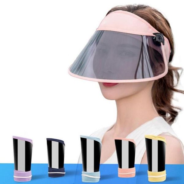 

adjustable women transparent sun visor hat uv protection flexible cover summer cap, Blue;gray