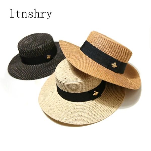 

summer hat for women sun hat wide side braided flat beach straw lady wide brimmed sun shade sunscreen girl panama visor, Blue;gray