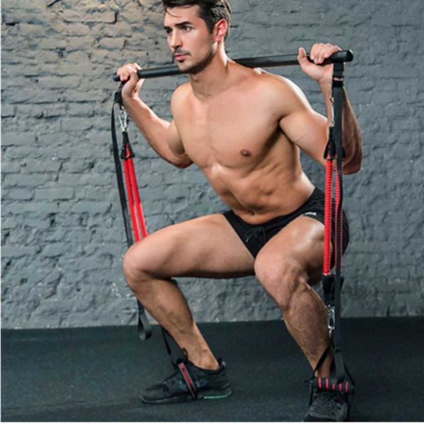 

portable pilates bar fitness bar resistance bands set upgraded anti-break tubes shaping pilates stick hipsline with foot strap