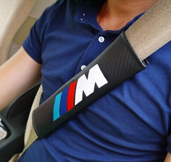 

100pcs carbon fiber car styling seat belt cover case shoulder pad for bmw e46 e39 e90 e60 f30 f10 f20 e36 x5 e53 x3 e34 e30 car-styling