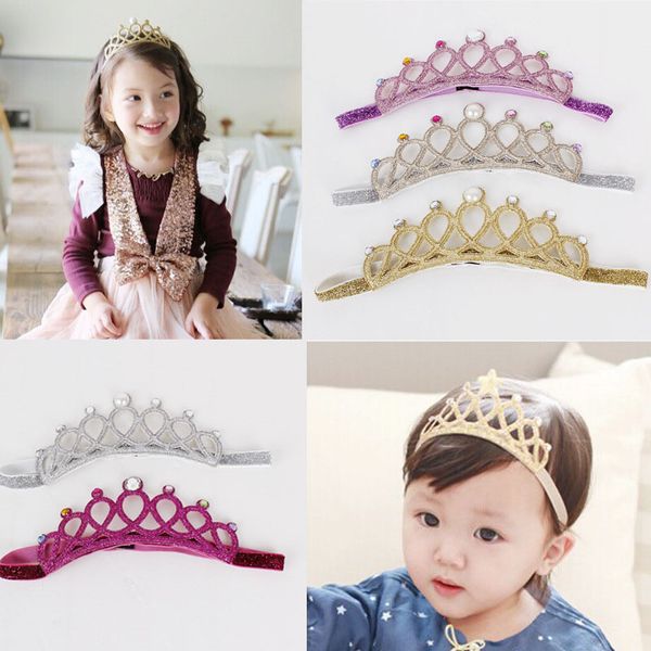 

2020 new crown girl tiara headband glitter colorful hairband princess head wear fashion cute princess headband wear 20ps/lot, Slivery;white