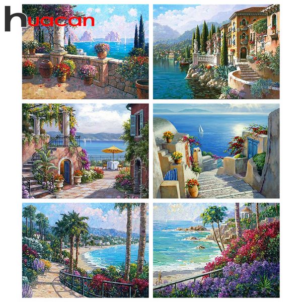 

huacan 5d diy diamond painting bridge full square diamond embroidery craft kit landscape decorations home