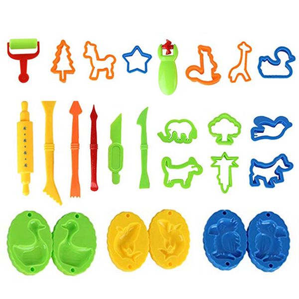 

26pcs diy dough plasticine colorful mud kit clay tools toy mould environmental