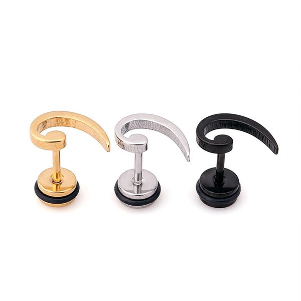 

stud comma style earrings cool man woman daliy fashion jewelry ear 1 pair, Golden;silver