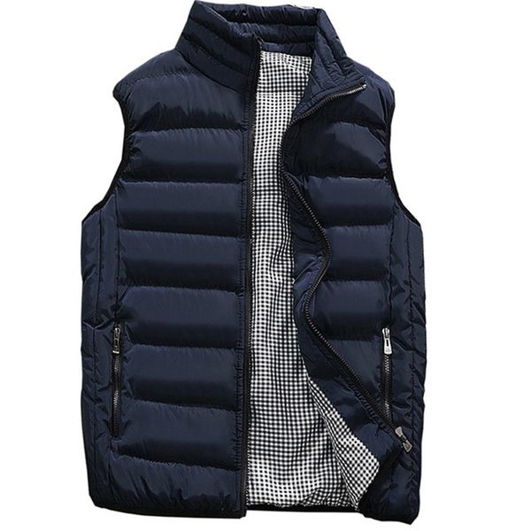 

casual vest men autumn winter jackets thick vests man sleeveless coats male warm cotton-padded waistcoat men gilet veste hommes cx200810, Black;white