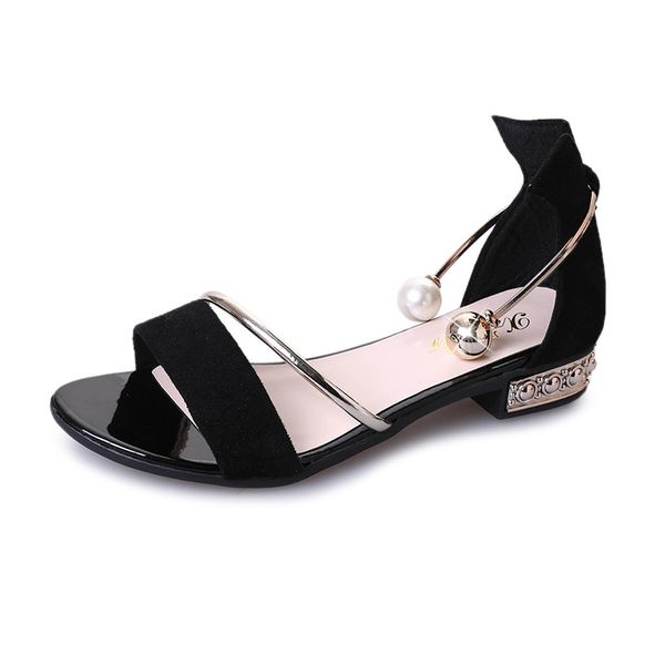 

2020 summer new ladies sandals fashion students flat with roman flat women's women's sandals, Black
