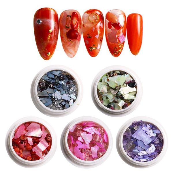 

1 set 3d shell irregular nail art decorations uv gel flake slider nails shimmer jewelry tips manicure polish, Silver;gold