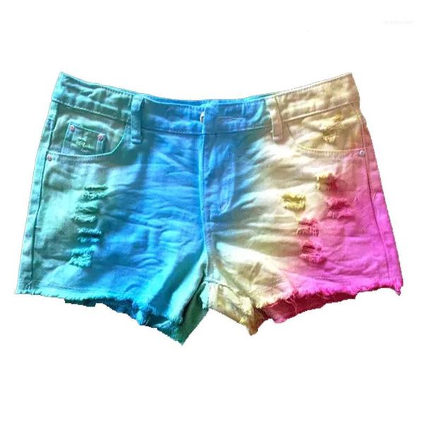 

color shorts womens designer jeans shorts with pockets mid waist tie dyed regular shorts women loose contrast, White;black