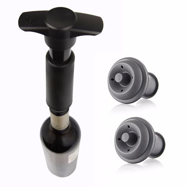 

1 set wine saver vacuum bottle ser set 1 pump+2 caps sealing preserver wine drinks bottle hat caps silicone wine sers