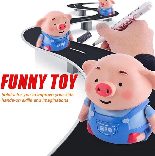 Weihnachtsgeschenk Neuheit Induktives Schweinespielzeug Folgen Sie dem magischen Stift jeder gezeichneten Linie Induktives süßes Schweinemodellspielzeug für Kinder