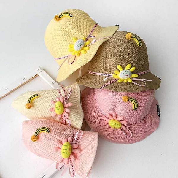 

baby girl hat girl summer straw sunscreen cute korean, Yellow