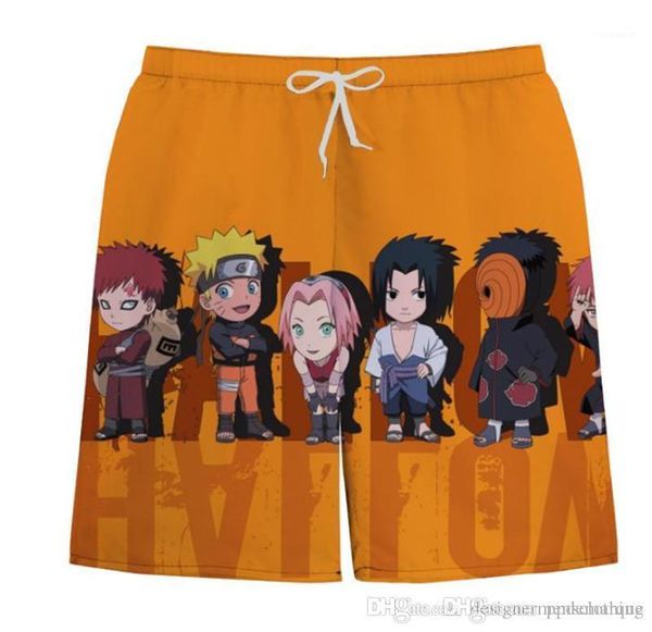 

mens naruto beach board shorts summer printed loose mens shorts fashion designer male short trousers, White;black