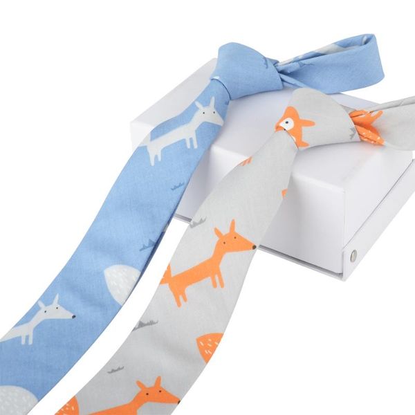 

windj men cotton necktie printed dog blue grey 6cm width women jk, Black;gray