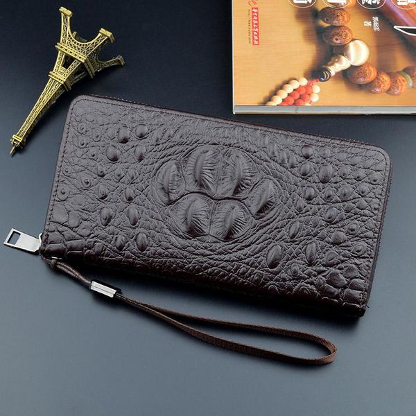 

wallet men s long zipper coin purse new crocodile pattern business bag large capacity wallet mobile phone bag 1608