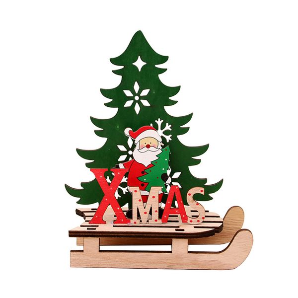 

santa claus diy wooden sled decoration christmas ornament tree shape desktop