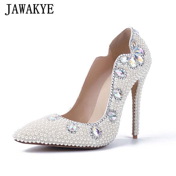 

high heel pearl pointy women pumps colorful rhinestone wedding banquet stilettos fashion shallow real leather bride shoes, Black
