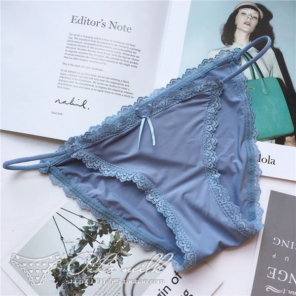 

women's panties underwear japanese and korean lovely ice silk lace edge, Black;pink