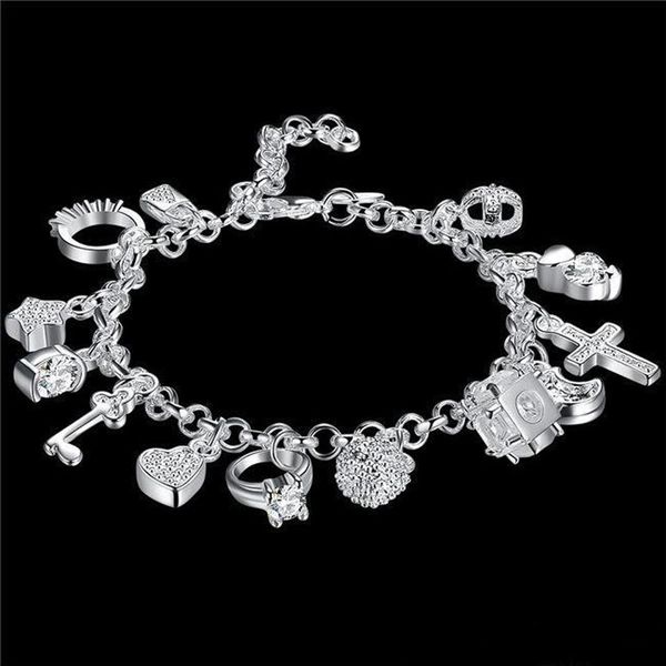 

wholesale fashionable women's 925 sterling silver bracelet 925 silver bracelet jewelry womens accessoires ing, Golden;silver