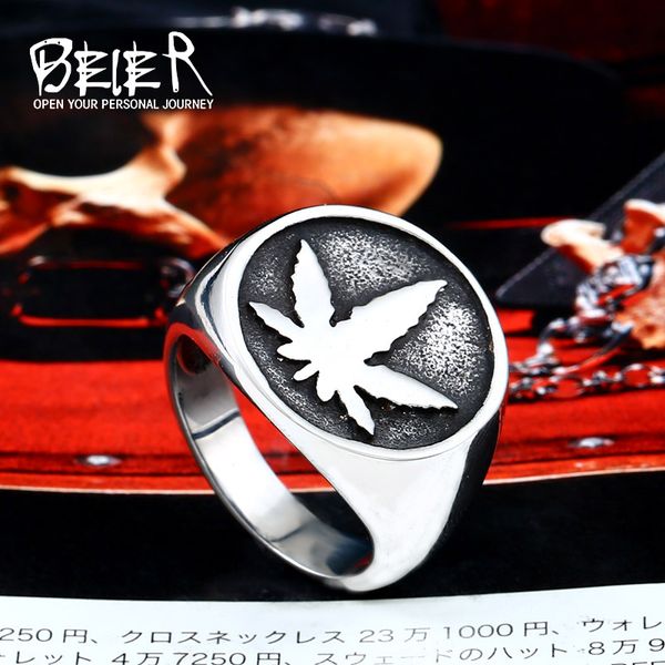 

beier new store new fashion design leaf pattern ring plant engraved jewelry llbr8-606r, Golden;silver
