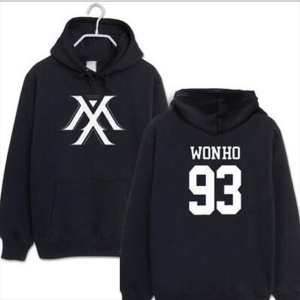 

kpop monsta x hoodies women men harajuku sweatshirt k pop wonho yookihyun i.m jooheon long sleeve fleece hooded tracksuit 4xl, Black