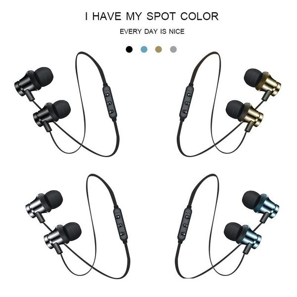 

metal sports wireless headphones bluetooth earphone sweat proof earphone magnetic earpiece stereo headset for mobile phone