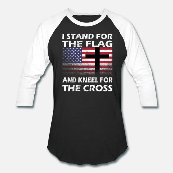 

i stand for the flag and kneel for the cross gift t shirt men knitted 100% cotton s-3xl outfit graphic comical summer natural shirt
