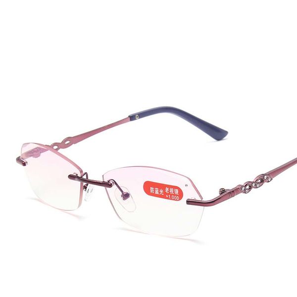 

ultralight rimless metal crystal reading glasses women men 2020 anti blue light radiation computer presbyopia eyewear for women, White;black
