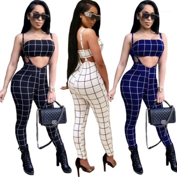 

sets casual tracksuits playsuits plaids strapless bras 2pcs fashion female suits womens designer clothing, Gray