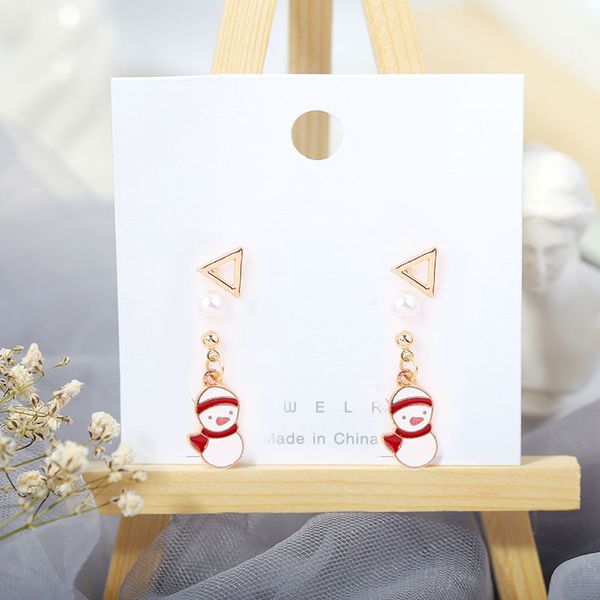 

christmas cute cool european and american three-piece set earrings creative simple snowflake old ear stud ornament, Golden