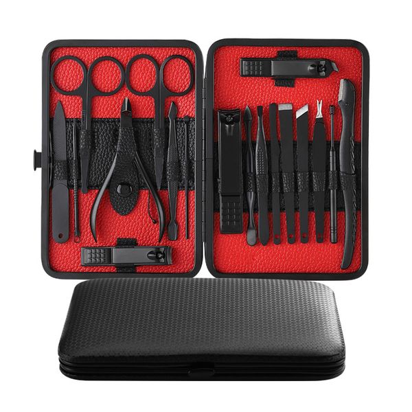 

stainless steel nail clipper 18pcs multi-function nail tools eyebrow shaping knife pedicure menicue grooming kit