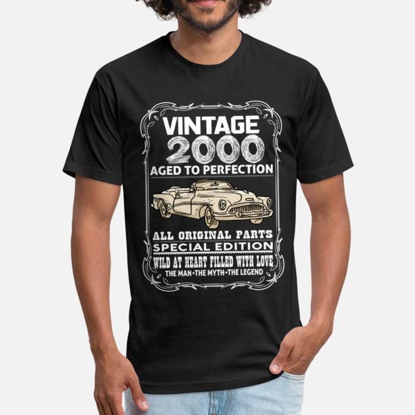 

vintage 2000 aged to perfection t shirt men customize 100% cotton round neck homme sunlight building summer style original shirt