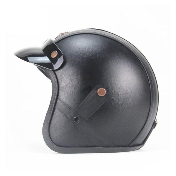 

motorcycle german half face helmet chopper 3/4 leather helmet scooter half skull cap hat chopper bobber biker