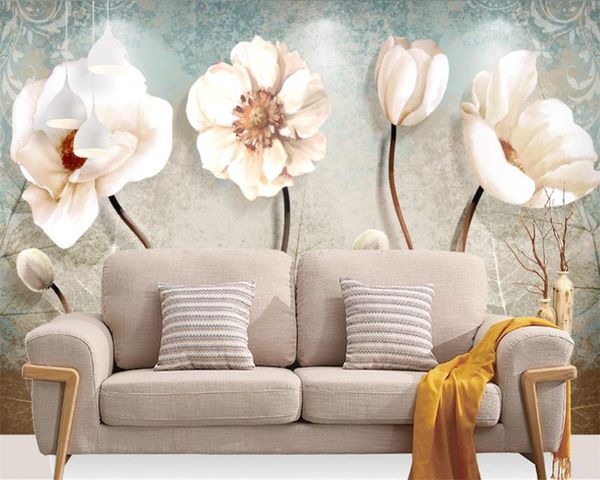 

3d обои цветок европейский ретро картина маслом цветка тв фоне стены декоративные цветочные romantic декоративное 3d обои mural