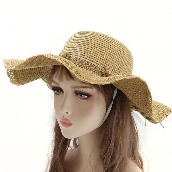 

women summer sun hat beach straw hat fashion bow ribbon cap temperament flat straw hats outdoor #35, Blue;gray