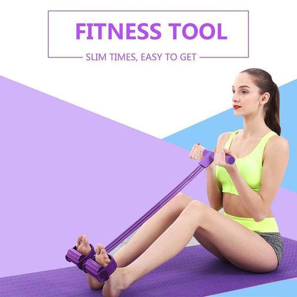 

US STOCK Fitness Gum 4 Tube Resistance Bands Latex Pedal Exerciser Sit up Pull Rope Expander Elastic Bands Yoga equipment Pilates l FY7009