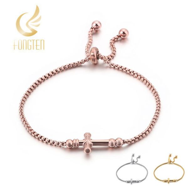 

metal cross link chain bracelet for women, Black