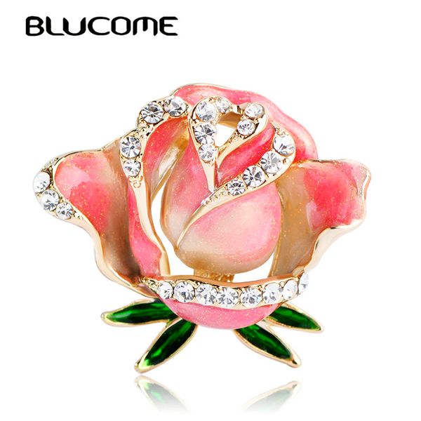 

pins, brooches blucome blue rose flower crystals enamel jewelry women lady girls gifts scarf shoulder suit collar corsages, Gray